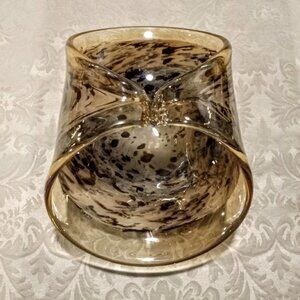 Folded Beige Brown Art Glass Sculpture